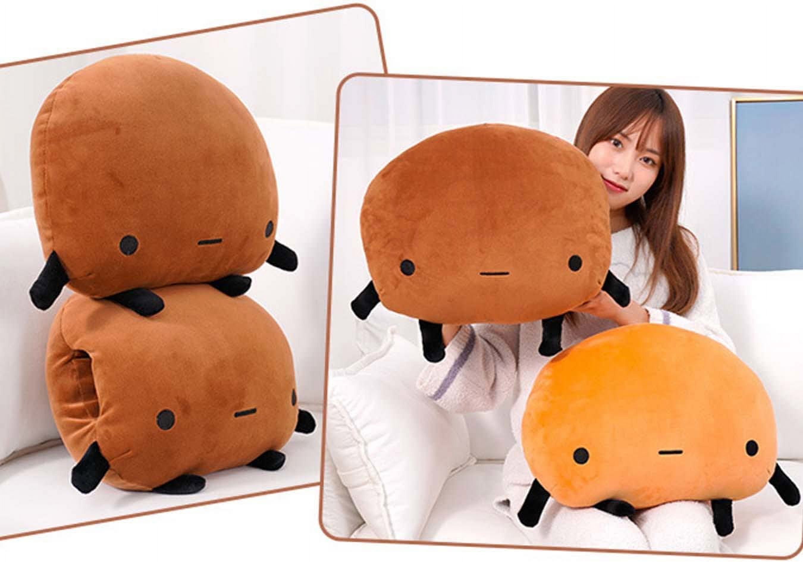 Danceemangoo Potato Plush Pillow, Cute Sad Potato Plush, Funny Food Stuffed Plushie Pillow, Soft Plush Doll Room Decor(18'', Orange), Size: 18inch
